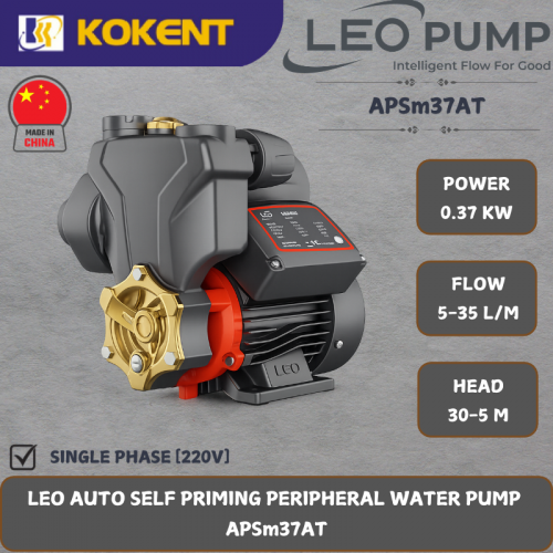 LEO AUTO SELF PRIMING PERIPHERAL WATER PUMP [0.37KW.5-35L/MIN.30-5M/HEAD] APSm37AT