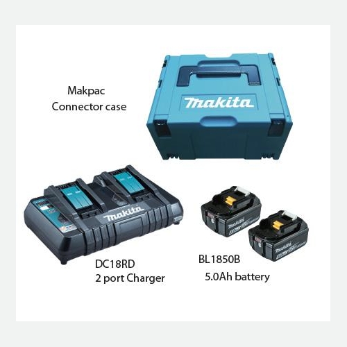 Makita Battery Kit18V5.0Ah x 2pc, Multi Charger x 1pc MKP3PT182