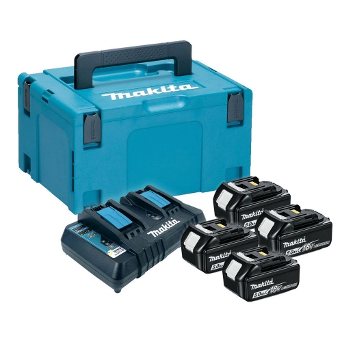 Makita Battery Kit18V5.0Ah x 4pc, Multi Charger x 1pc MKP3PT184