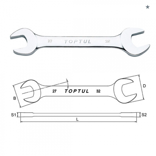 Toptul Double Open End Wrench - METRIC (Mirror Polished)