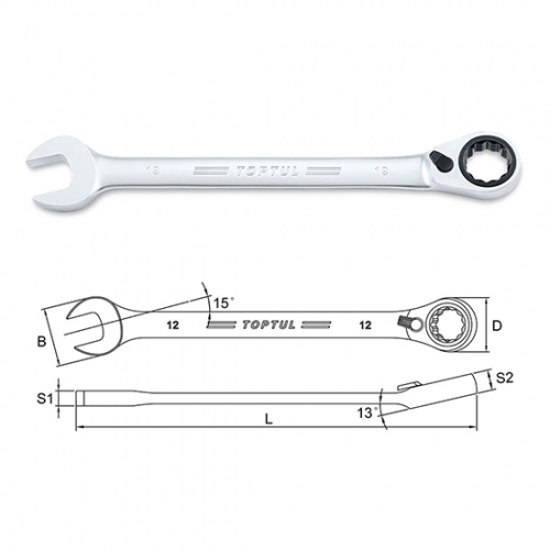 Toptul Pro-Series Ratchet Combination Wrench