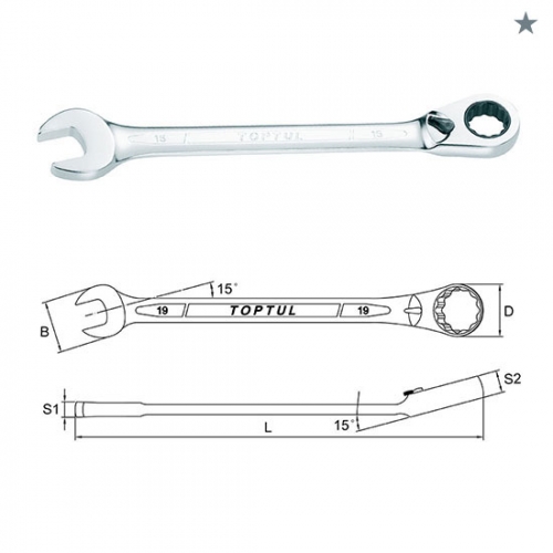 Toptul Pro-Series Reversible Ratchet Combination Wrench