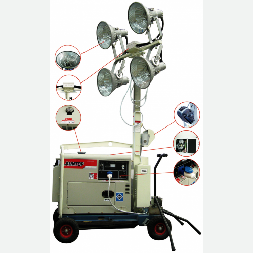 Launtop Lighting Tower 400Wx4, Height:2.3-4.3m, 300kg RWZM-22C (VP)