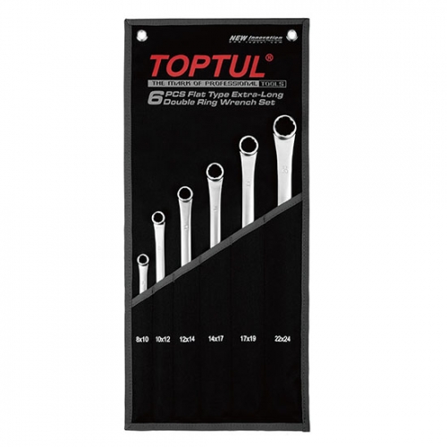 Toptul Flat Type Extra-Long Double Ring Wrench - POUCH BAG - BLACK