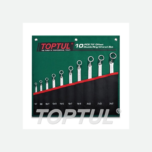 Toptul 75° Offset Double Ring Wrench Set - POUCH BAG - GREEN