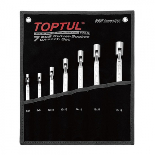 Toptul Double End Swivel-Socket Wrench Set - POUCH BAG - BLACK