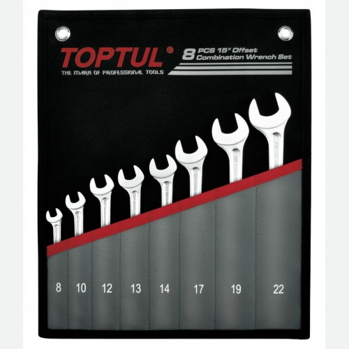 15° Offset Hi-Performance Combination Wrench Set - POUCH BAG - METRIC