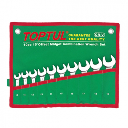 Toptul 15° Offset Midget Combination Wrench Set - POUCH BAG - GREEN
