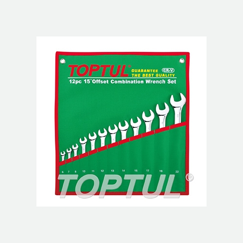 Toptul 15° Offset Standard Combination Wrench Set - POUCH BAG - GREEN