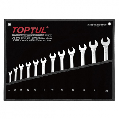 Toptul 75° Offset Standard Combination Wrench Set - POUCH BAG - BLACK