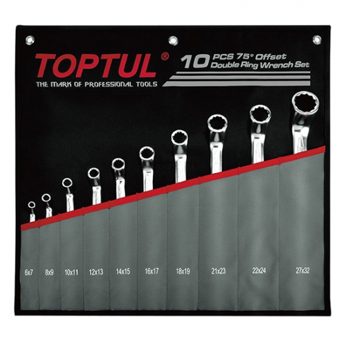 Toptul 75° Offset Double Ring Wrench Set - POUCH BAG - BLACK