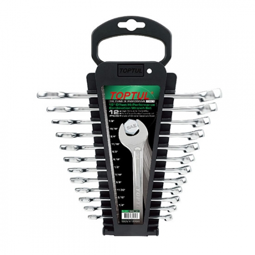 Toptul 15° Offset Hi-Performance Combination Wrench Set - STORAGE RACK - SAE