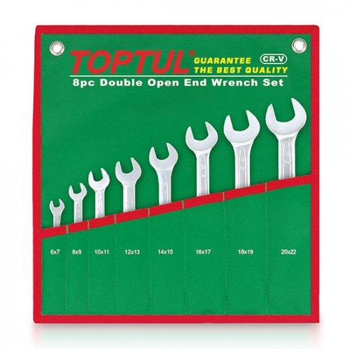Toptul Double Open End Wrench Set - POUCH BAG - GREEN (Satin Chrome Finished)