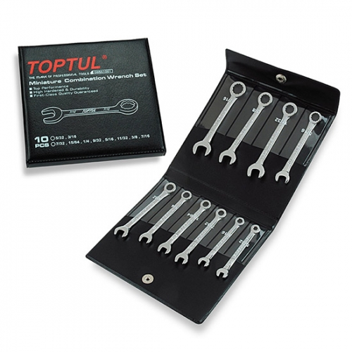 Toptul 10PCS Miniature Combination Wrench Set - SAE (Mirror Polished)