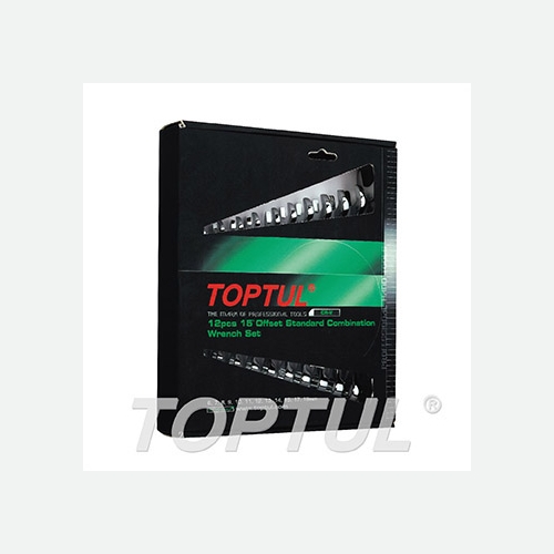 Toptul 45° Offset Double Ring Wrench Set - COLOR BOX (Satin Chrome Finished)