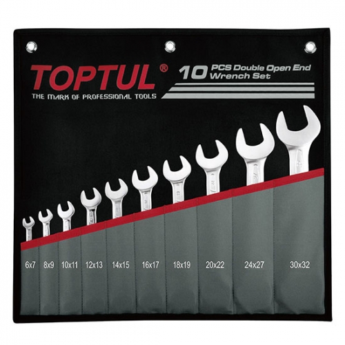 Toptull Double Open End Wrench Set - POUCH BAG - BLACK