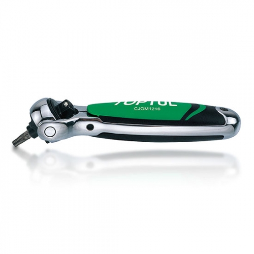 Toptul Stubby Swivel-Head Ratchet with Bit Drives