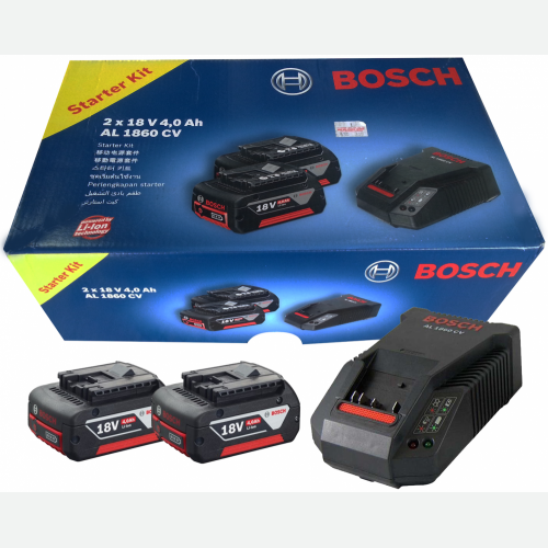 Bosch Li-Ion Battery 18Vx4.0Ah(2pc) & Fast Charger AL1860CV Set