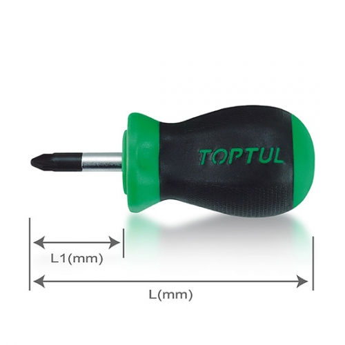 Toptul Stubby Pozidriv Anti-Slip Screwdrivers