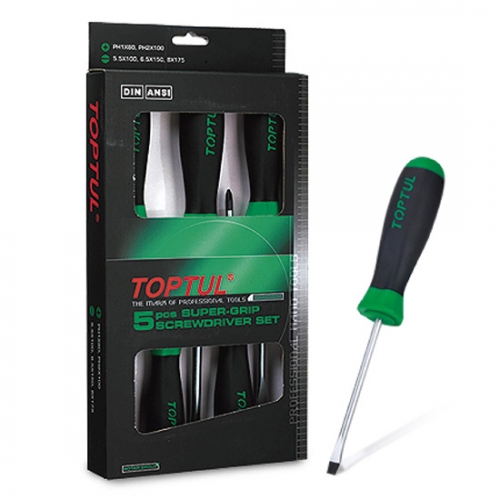 Toptul 5PCS Slotted & Phillips Super-Grip Screwdriver Set