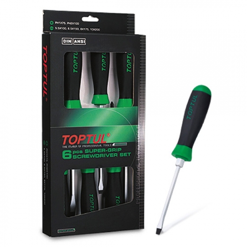 Toptul 6PCS Slotted & Phillips Super-Grip Screwdriver Set