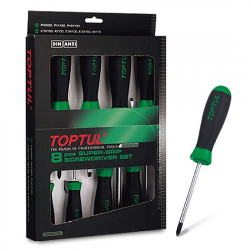 Toptul 11PCS Slotted & Phillips Super-Grip Screwdriver Set