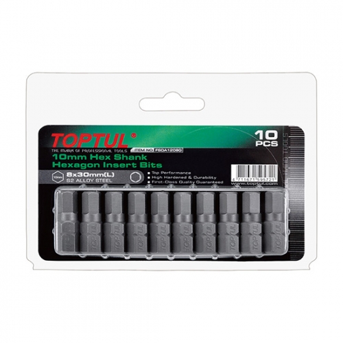 Toptul 10mm Hex Shank Hexagon Insert Bits (10PCS)