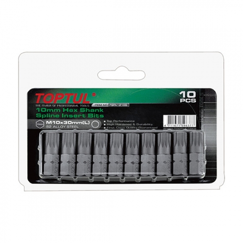 Toptul 10mm Hex Shank Spline Insert Bits (10PCS)