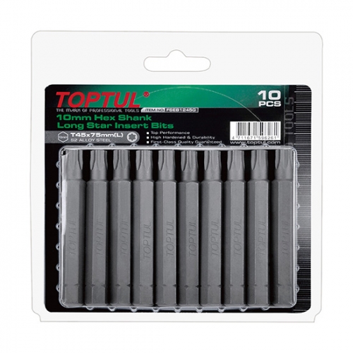 Toptul 10mm Hex Shank Long Star Insert Bits (10PCS)