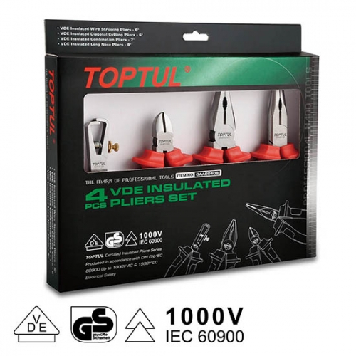 Toptul 4PCS VDE Insulated Pliers Set