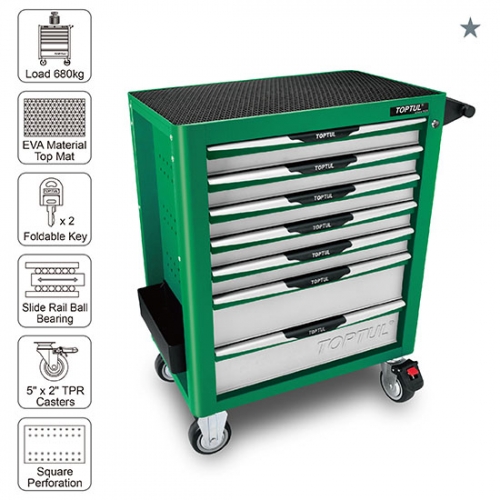 Toptul 7-Drawer Mobile Tool Trolley - PRO-PLUS SERIES - GREEN