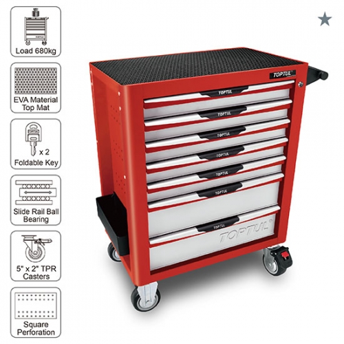 Toptul 7-Drawer Mobile Tool Trolley - PRO-PLUS SERIES - RED