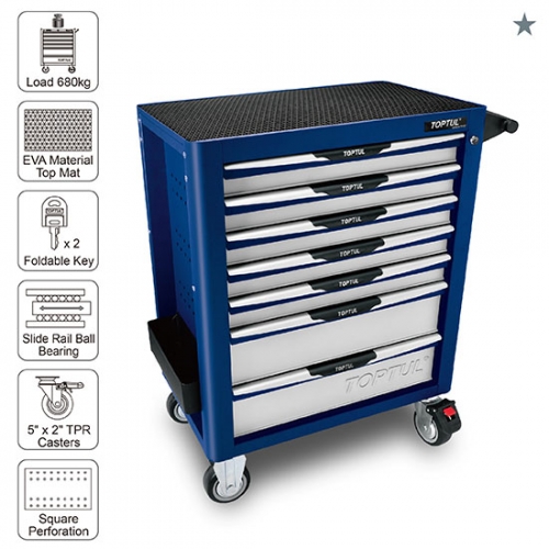 Toptul 7-Drawer Mobile Tool Trolley - PRO-PLUS SERIES - BLUE