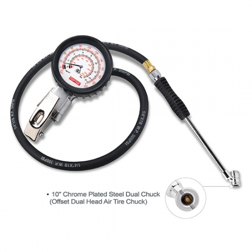 Toptul 3-Function Tire Pressure Gauge W/ Dual Tire Chuck