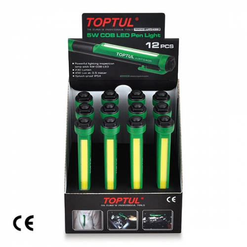 Toptul 12PCS 5W COB LED Pen Light Set W/Display Box