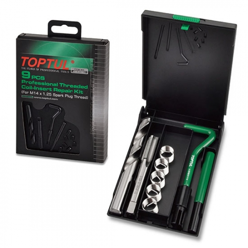 Toptul 9PCS Professional Threaded Coil-Insert Repair Kit (For Spark Plug Thread)