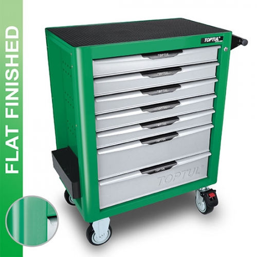 W/7-Drawer Tool Trolley - 227PCS Mechanical Tool Set (PRO-PLUS SERIES) GREEN - Flat Finished