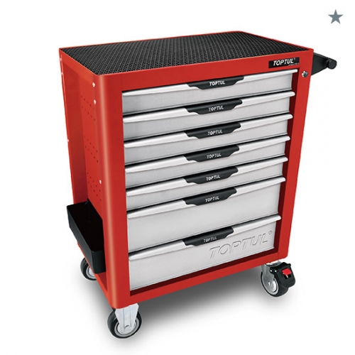 W/7-Drawer Tool Trolley - 229PCS Mechanical Tool Set (PRO-PLUS SERIES) RED - Flat Finished
