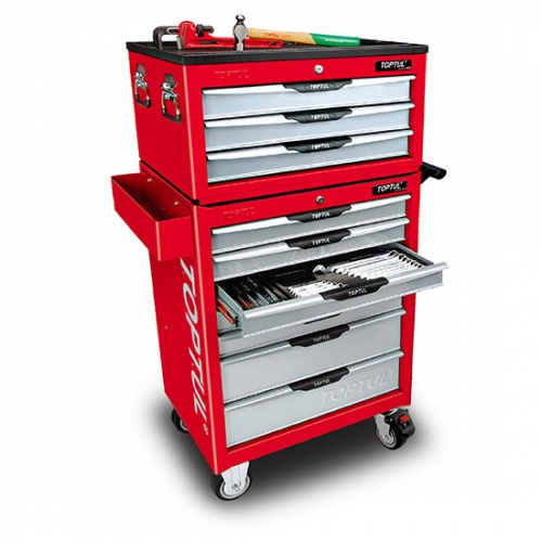 W/3-Drawer Tool Chest + W/7-Drawer Tool Trolley (PRO-LINE SERIES) RED