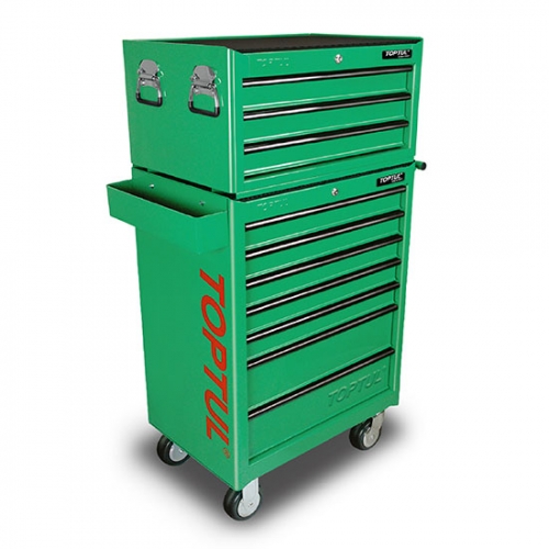 W/3-Drawer Tool Chest + W/7-Drawer Tool Trolley (GENERAL SERIES) GREEN