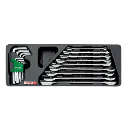 18PCS - Double Open End Wrench & Hex Key Wrench Set