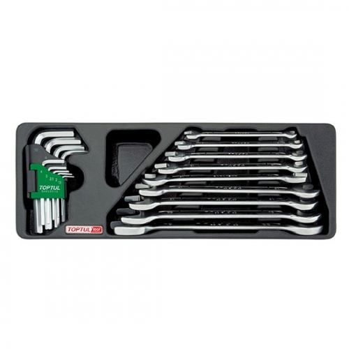 18PCS - Double Open End Wrench & Hex Key Wrench Set