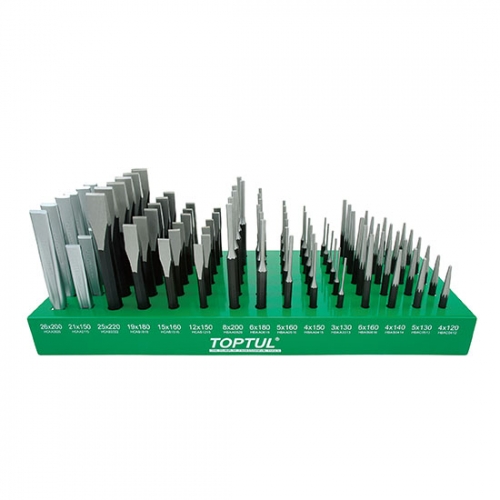 90PCS Flat Chisel & Punch Shelf Set