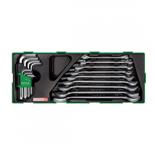 18PCS - Double Open End Wrench & Hex Key Wrench Set