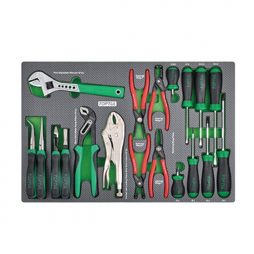 19PCS - Adjustable Wrench, Plier & Screwdriver Set