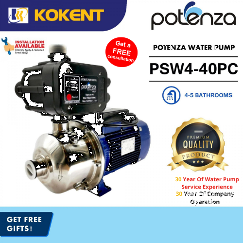 POTENZA PSW4-40PC(1.0HP) Home Water Booster Pump Suitable 4-5 Bathrooms
