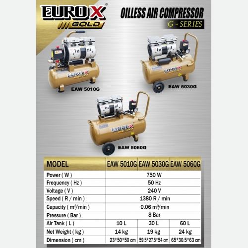 EURO X EAW 5010G 5030G 5060G (L) Oil-less Air Compressor