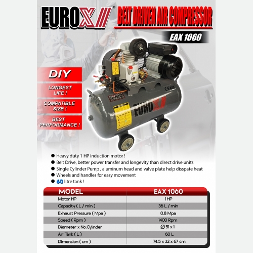EURO X EAX 1060(L) Belt Driven Air Compressor