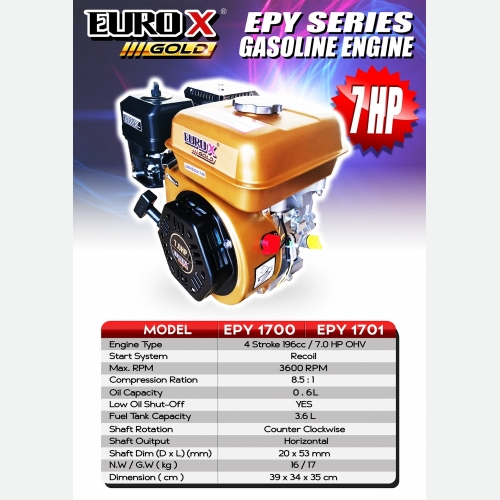 EURO X EPY 1700 1701 (L) EPY SERIES GASOLINE ENGINE