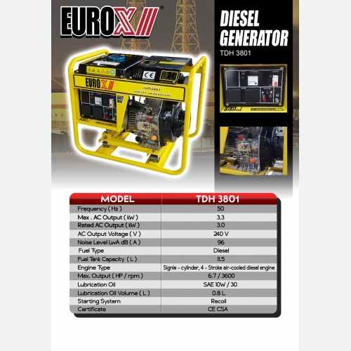 EUROX  TDH 3801 (L) DIESEL GENERATOR